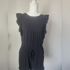 LOFT Black Sleeveless Zip-Back Romper